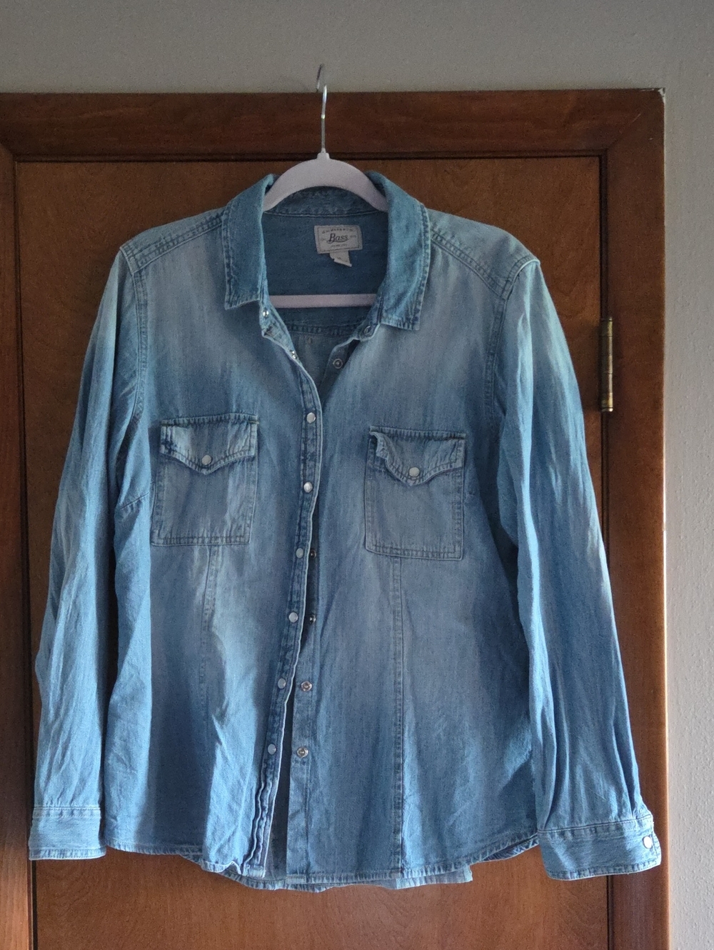 Bass Light Blue Denim Button-Front Shirt